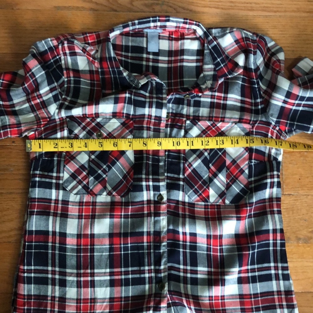Charlotte Russe soft button down long sleeve plaid shirt - Picture 8 of 9